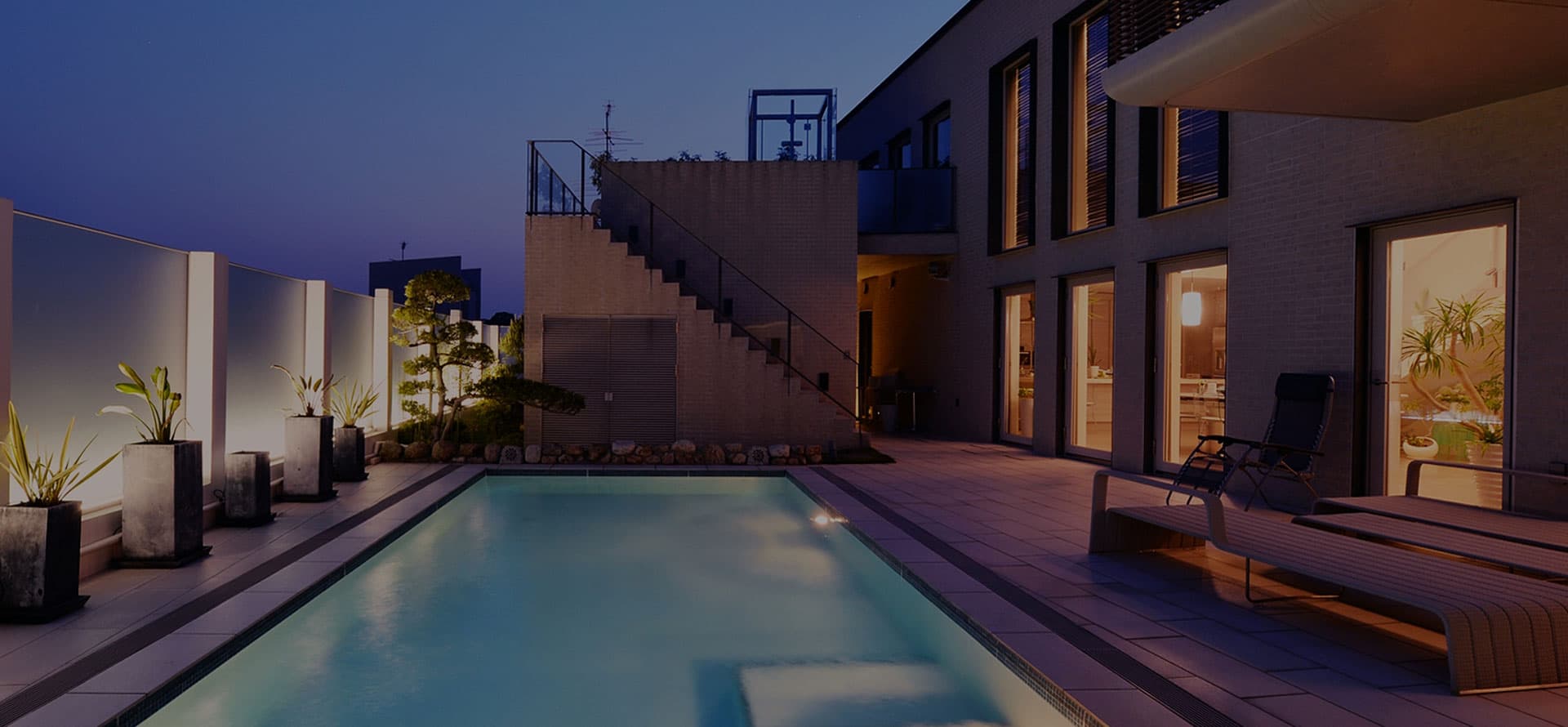 Private resort destination at dusk